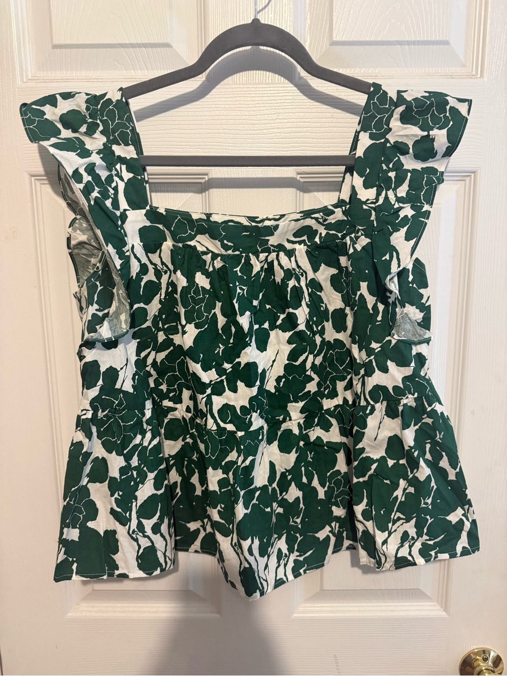 Green Floral Ruffle-Strap Women’s Tank